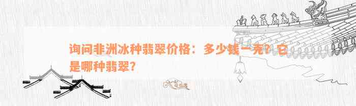 询问非洲冰种翡翠价格：多少钱一克？它是哪种翡翠？