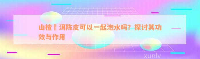 山楂潽洱陈皮可以一起泡水吗？探讨其功效与作用