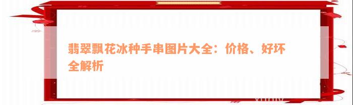 翡翠飘花冰种手串图片大全：价格、好坏全解析