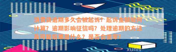 消费贷逾期多久会被起诉？起诉金额如何计算？逾期影响征信吗？处理逾期的方法及可能后果是什么？是否会坐牢？