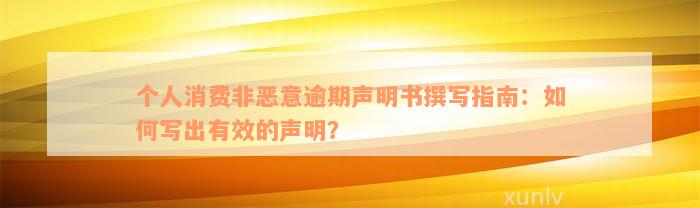 个人消费非恶意逾期声明书撰写指南：如何写出有效的声明？