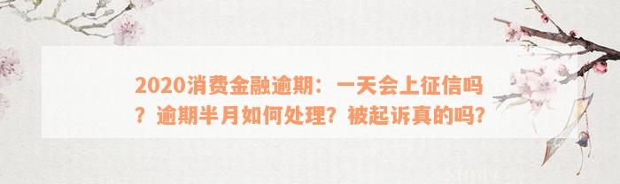 2020消费金融逾期：一天会上征信吗？逾期半月如何处理？被起诉真的吗？