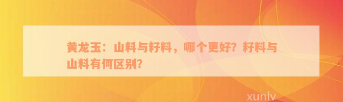 黄龙玉：山料与籽料，哪个更好？籽料与山料有何区别？