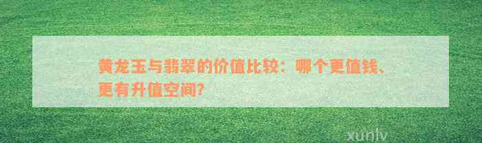 黄龙玉与翡翠的价值比较：哪个更值钱、更有升值空间？