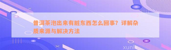 普洱茶泡出来有脏东西怎么回事？详解杂质来源与解决方法