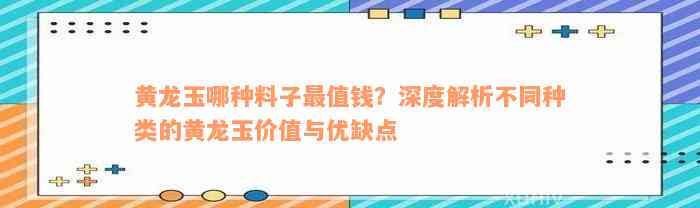 黄龙玉哪种料子最值钱？深度解析不同种类的黄龙玉价值与优缺点