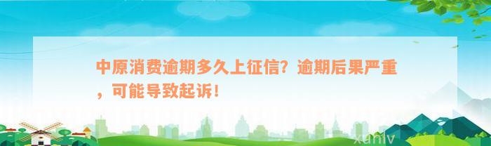 中原消费逾期多久上征信？逾期后果严重，可能导致起诉！