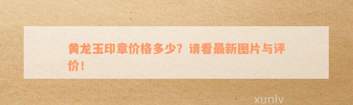 黄龙玉印章价格多少？请看最新图片与评价！