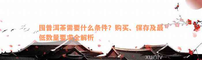 囤普洱茶需要什么条件？购买、保存及最低数量要求全解析