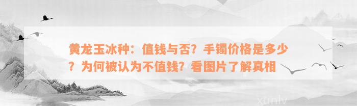 黄龙玉冰种：值钱与否？手镯价格是多少？为何被认为不值钱？看图片了解真相