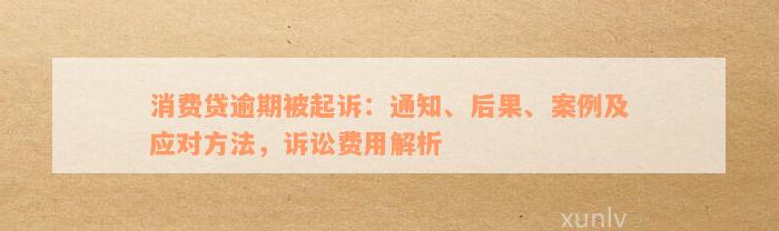 消费贷逾期被起诉：通知、后果、案例及应对方法，诉讼费用解析