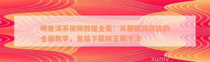 喝普洱茶视频教程全集：从基础到高级的全面教学，包括下载和正确泡法