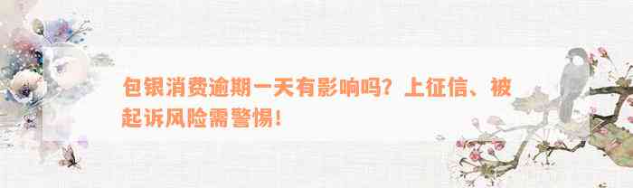 包银消费逾期一天有影响吗？上征信、被起诉风险需警惕！