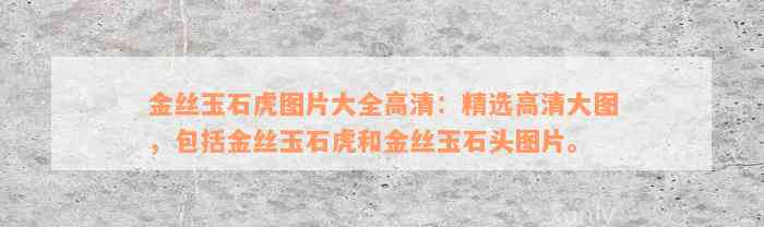 金丝玉石虎图片大全高清：精选高清大图，包括金丝玉石虎和金丝玉石头图片。