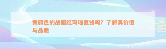 黄颜色的战国红玛瑙值钱吗？了解其价值与品质