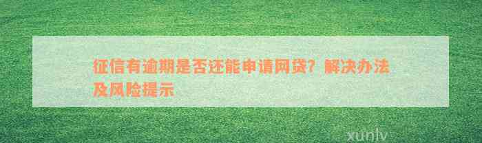 征信有逾期是否还能申请网贷？解决办法及风险提示