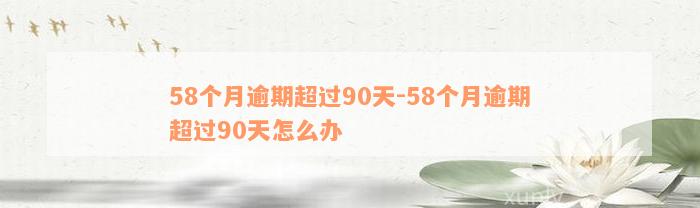 58个月逾期超过90天-58个月逾期超过90天怎么办