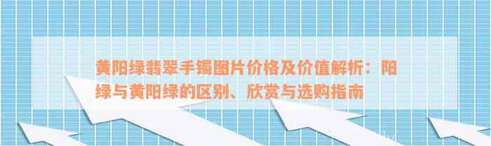 黄阳绿翡翠手镯图片价格及价值解析：阳绿与黄阳绿的区别、欣赏与选购指南