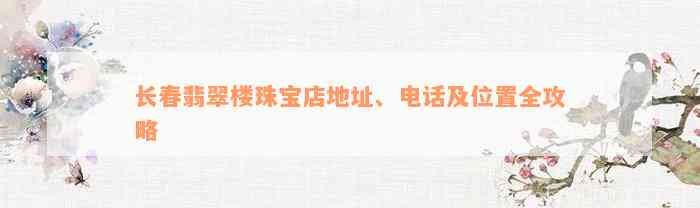 长春翡翠楼珠宝店地址、电话及位置全攻略