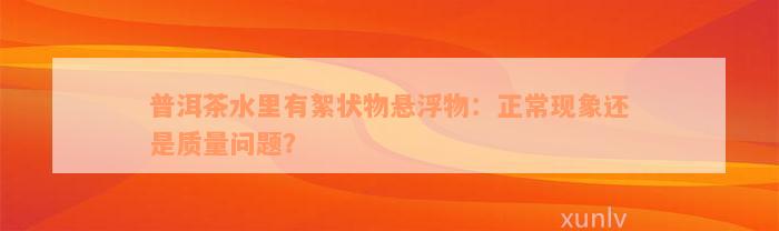 普洱茶水里有絮状物悬浮物：正常现象还是质量问题？