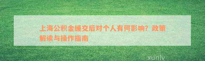 上海公积金缓交后对个人有何影响？政策解读与操作指南