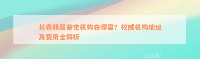 长春翡翠鉴定机构在哪里？权威机构地址及费用全解析