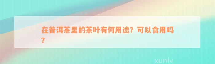 在普洱茶里的茶叶有何用途？可以食用吗？