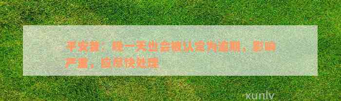 平安普：晚一天也会被认定为逾期，影响严重，应尽快处理