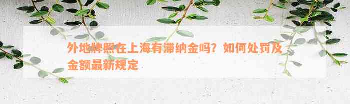 外地牌照在上海有滞纳金吗？如何处罚及金额最新规定