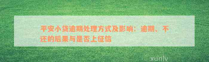 平安小贷逾期处理方式及影响：逾期、不还的后果与是否上征信