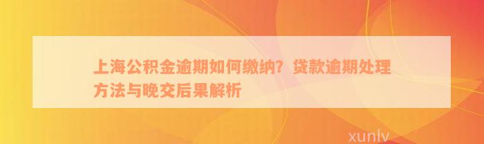 上海公积金逾期如何缴纳？贷款逾期处理方法与晚交后果解析