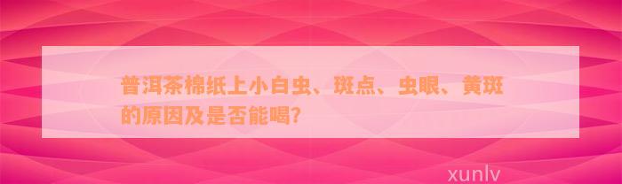 普洱茶棉纸上小白虫、斑点、虫眼、黄斑的原因及是否能喝？