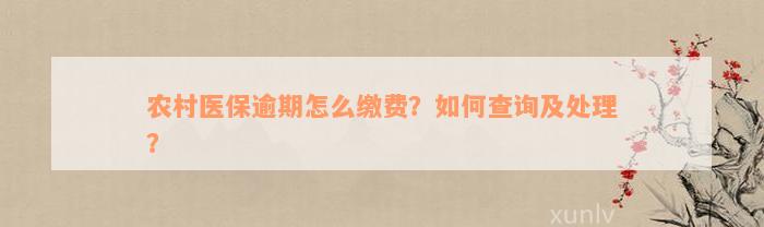 农村医保逾期怎么缴费？如何查询及处理？