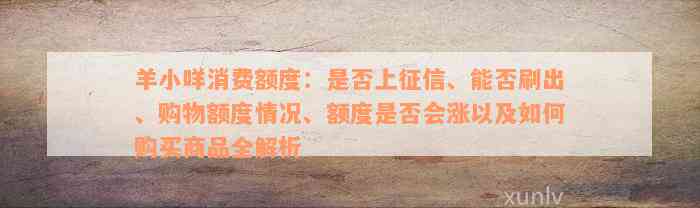 羊小咩消费额度：是否上征信、能否刷出、购物额度情况、额度是否会涨以及如何购买商品全解析