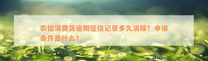 农信消费贷逾期征信记录多久消除？申请条件是什么？