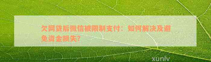 欠网贷后微信被限制支付：如何解决及避免资金损失？