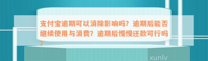 支付宝逾期可以消除影响吗？逾期后能否继续使用与消费？逾期后慢慢还款可行吗？