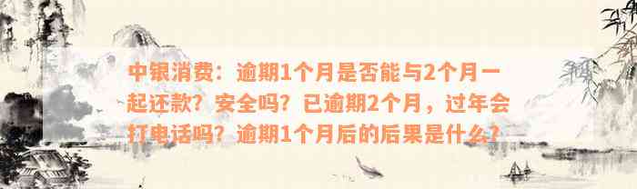 中银消费：逾期1个月是否能与2个月一起还款？安全吗？已逾期2个月，过年会打电话吗？逾期1个月后的后果是什么？