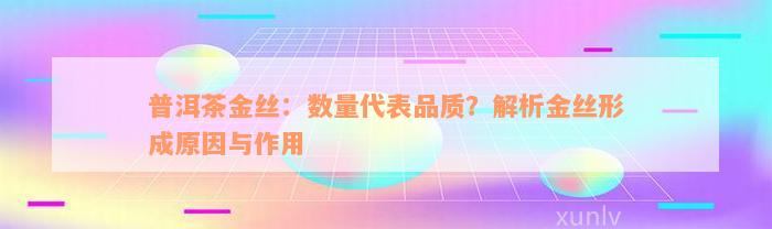 普洱茶金丝：数量代表品质？解析金丝形成原因与作用