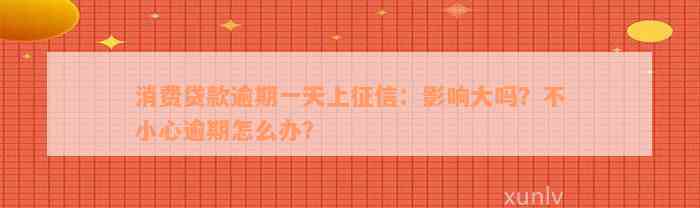 消费贷款逾期一天上征信：影响大吗？不小心逾期怎么办？