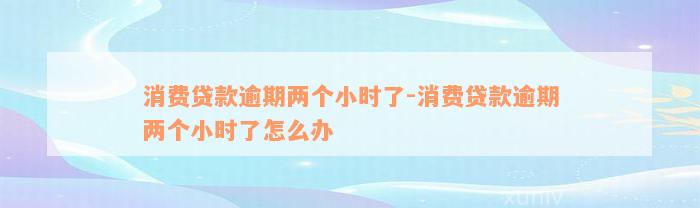 消费贷款逾期两个小时了-消费贷款逾期两个小时了怎么办