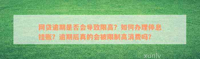 网贷逾期是否会导致限高？如何办理停息挂账？逾期后真的会被限制高消费吗？