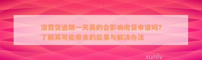 消费贷逾期一天真的会影响房贷申请吗？了解其可能带来的后果与解决办法