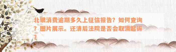 北银消费逾期多久上征信报告？如何查询？图片展示。还清后法院是否会取消起诉？