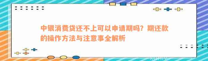 中银消费贷还不上可以申请期吗？期还款的操作方法与注意事全解析