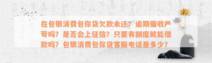 在包银消费包你贷欠款未还？逾期催收严苛吗？是否会上征信？只要有额度就能借款吗？包银消费包你贷客服电话是多少？