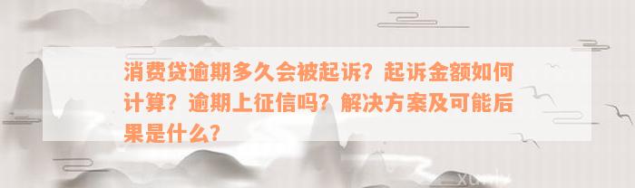 消费贷逾期多久会被起诉？起诉金额如何计算？逾期上征信吗？解决方案及可能后果是什么？