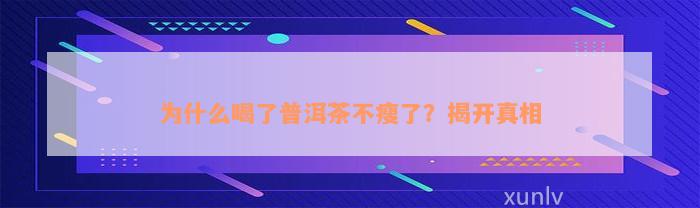 为什么喝了普洱茶不瘦了？揭开真相