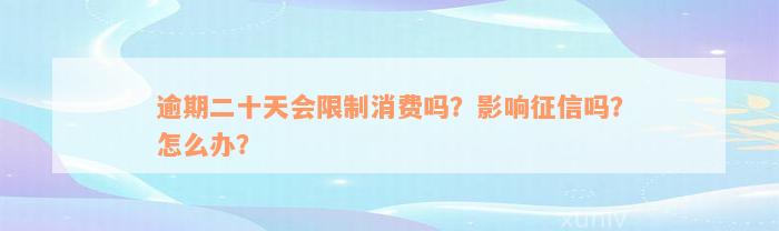 逾期二十天会限制消费吗？影响征信吗？怎么办？