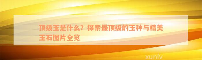 顶级玉是什么？探索最顶级的玉种与精美玉石图片全览